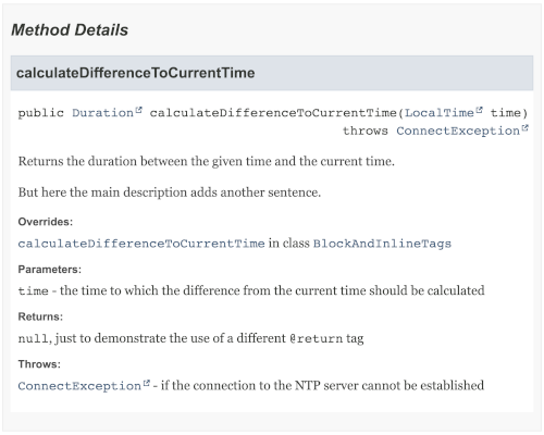 Screenshot of the generated HTML documentation